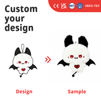 Porte-clés en peluche personnalisé Gothique Chat Chauve-souris Kawaii, Pendentif Animal Vampire en Peluche, Cadeau d'Halloween, Jouet Mascotte OEM