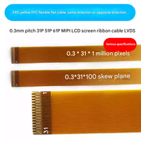 Cable FFC Amarillo de Paso de 0.3mm A/A A/B 31P 51P 61P para Módulo de Pantalla LCD MIPI LVDS