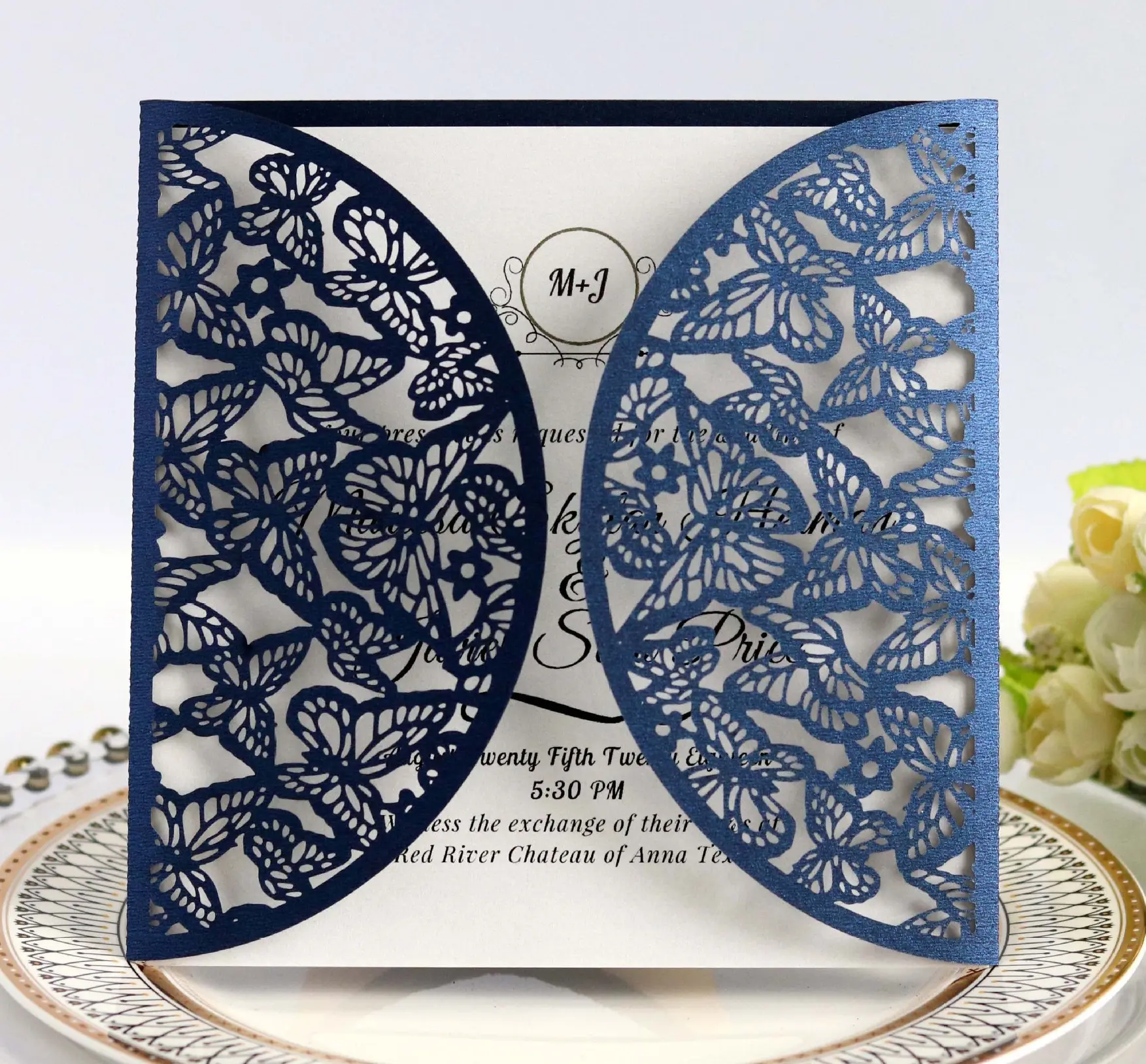 Laser hollowed-out holiday cards Wedding invitations engagement party invitations wedding invitations elegant