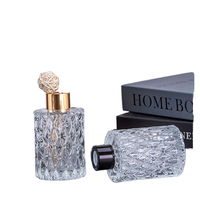 Bouteille diffuseur vide en verre gaufré rond de 150 ml, avec bouchon à vis et diffuseur à bâtonnets estampé or, pour parfum d'ambiance - Meilleures ventes