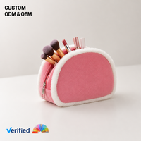 Sac de maquillage en peluche semi-circulaire imperméable et durable de grande capacité pour les voyages et les vacances, logo personnalisé, vente en gros
