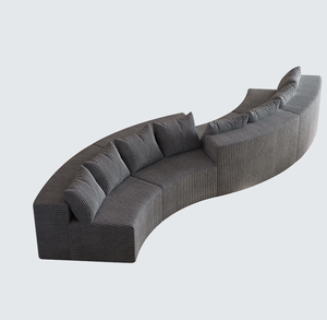 Corduroy Curved Sectional <b>Sofa</b> Set 8 Pillows <b>Convertible</b> <b>Sofa</b> <b>Bed</b> Modular Oval Design for Hotel Bedroom & Living Room - Product Image 3