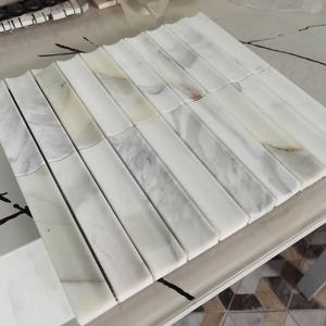 Revêtement mural moderne en mosaïque concave à rainures en marbre travertin pour la décoration murale de la salle de bain et de la cuisine - Product Image 3