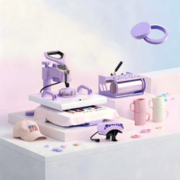Nouvelle presse à chaud semi-automatique 5-en-1 élégante et stylée 38x38cm, violette et blanche, pour sublimation professionnelle, tasses, t-shirts, DIY