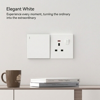 Interruptor de Pared Multifunción de Doble Botón con Calidad Estándar del Reino Unido, con Luz Indicadora LED Integrada y Puertos de Carga USB A+C