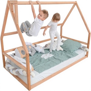 <span class=keywords><strong>Letto</strong></span> a terra in legno <span class=keywords><strong>Montessori</strong></span> scandinavo per bambini, misura King Size, telaio basso, vernice a base d'acqua, non richiede rete a molle - Product Image 1