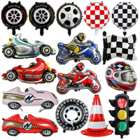 Thème de course ensemble de ballons feux de circulation roue pneu course voiture moto casque feuille ballon fête d'anniversaire décoration fournitures