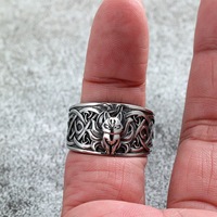 Bague pour homme Yunnique en acier inoxydable style nordique vintage, motif renard à neuf queues viking, motif animal, style hip-hop géométrique, cadeau