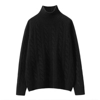 Pull en cachemire à col roulé en tricot torsadé chaud de style classique pour femme