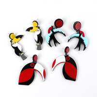 Nouvelles boucles d'oreilles pendantes bohèmes colorées d'été, oiseaux volants, pic-bois, flamants roses, moineau, perroquet, hirondelle, boucles d'oreilles en résine acrylique