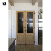 Porte française en bois massif avec loquet long en fer pour maisons, finition intérieure en noyer noir, portes de garde-manger