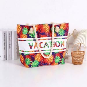Bolsa de Playa de Lona de Algodón, Bolso de Hombro de Lona para Mujer con Asa de Cuerda, Ideal para Viajes - Product Image 6