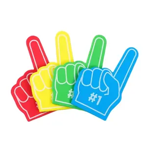 Özelleştirilmiş şekil sünger özel Logo baskılı spor tezahürat eldivenler EVA köpük el parmakları Up eldiven