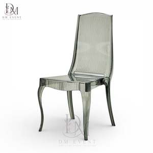Smoke Gray Polycarbonate Ribbed <b>High</b> <b>Back</b> <b>Chair</b> Lightweight Durable for Hotel and Banquet Events - Product Image 2