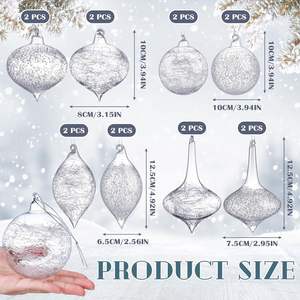 <strong>Large</strong> Borosilicate Glass Christmas <strong>Baubles</strong> with Clear Snowflake Dots Hanging Ornaments for <strong>Xmas</strong> Party Home Decor - Product Image 3