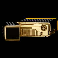 Briquet à cigare en métal de luxe, coupe-vent, avec logo personnalisé, boîte cadeau, utilisation en extérieur, rechargeable au butane