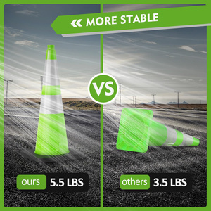 กรวยจราจร CITICITY ขนาด 28 นิ้ว พร้อมฐานถ่วงน้ำหนักสีดำ กรวยพีวีซีสีเขียวมะนาวพร้อมแถบสะท้อนแสงมองเห็นได้ชัดเจน - Product Image 4