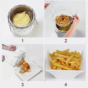 Panier de friteuse pliable multifonctionnel en acier inoxydable pour frites, ustensile de cuisine, vente en gros - Product Image 6