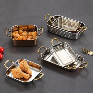จานขนมสแตนเลสทรงสี่เหลี่ยมสุดสร้างสรรค์สำหรับไก่<span class=keywords><strong>ทอด</strong></span>และมันฝรั่งทอดสำหรับถาดเสิร์ฟในโรงแรม - Product Image 2