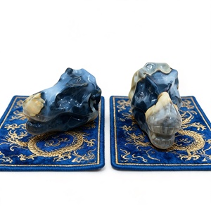 Natural Crystal Carved Dinosaur <b>Skull</b> Figurine Polished Labradorite Healing Stone <b>Ornament</b> for Feng Shui Home Decor - Product Image 4