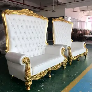 Yüksek geri beyaz deri kral taht kiralama sandalye kraliyet taht düğün sandalyesi