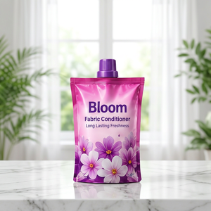 Adoucissant textile Bloom en sachet souple laminé refermable avec fermeture éclair, motif floral violet - Product Image 6
