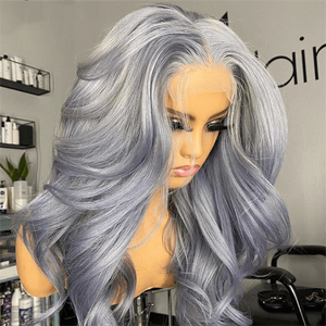 Parrucche Grigio Argento in <span class=keywords><strong>Capelli</strong></span> Umani, <span class=keywords><strong>Parrucca</strong></span> Frontale in Pizzo HD Trasparente 13x4 Senza Colla, <span class=keywords><strong>Capelli</strong></span> Vergini Brasiliani Lisci <span class=keywords><strong>Grigi</strong></span> - Product Image 1