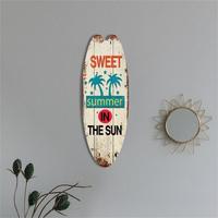 Décoration murale en bois en forme de planche de surf, Plaque murale suspendue en bois, Art mural rétro sur le thème du surf pour la décoration de la maison, du bar ou de la maison de plage, Cadeau