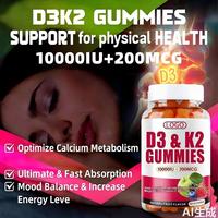 Complément alimentaire en gommes végétaliennes à marque privée OEM/ODM, soutient la santé osseuse, vitamines D3 et K2 naturelles