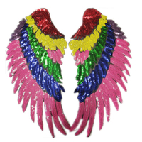 Patchs à paillettes de haute qualité fer personnalisé sur plusieurs tailles ailes dorées plume d'argent bricolage pour vêtement
