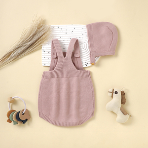 Grazioso Completo in Maglia per Neonati, Set 2 Pezzi con Tutina Ricamata a Funghi e Cappellino, Outfit Primaverile per Fotografia Neonatale - Product Image 4