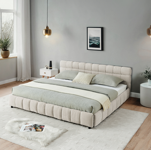 Cama Ajustable Moderna King Size Tapizada en Tela Chenille con Cabecera Cómoda y Estructura de Madera Sólida Ecológica - Product Image 2