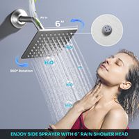 HOMEDEC Ensemble de douche complet 10x6 pouces avec robinet inverseur 4 voies, douchette à main et 4 jets de massage, finition nickel brossé
