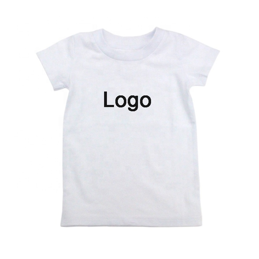 Заводская Продажа по оптовым ценам; Принт на изготовленные на заказ с коротким рукавом и круглым вырезом, белые детские свободная хлопковая футболка для мальчиков и девочек