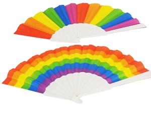 Abanico de Mano de Plástico Blanco Premium de 23 cm con Impresión de Arcoíris de un Solo Lado para Suministros Promocionales de Fiesta OEM/ODM al por Mayor - Product Image 2