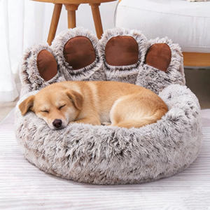 Umweltfreundliches Modernes Hunde- & Katzenbett für Alle Jahreszeiten Rundes Plüsch Warmes Gemütliches Kunstfell Großes Haustierbett - Product Image 5