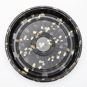 Japanese Round Plastic Takeout Sushi Box Fast Food Packaging Plastic Tray With Lid