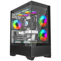 Casing PC Gaming Micro ATX Mid Tower Tanpa Pilar Kaca Temper Berpemandangan Laut Langsung dari Pabrik, OEM PSU Pemasangan Bawah