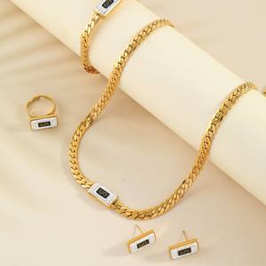 ขายส่ง18K ชุบทองสแตนเลสเครื่องประดับฮิปฮอปเครื่องประดับไมอามี่โมนาโกคิวบาสร้อยคอสร้อยข้อมือแหวนต่างหูชุด4ชิ้น - Product Image 6