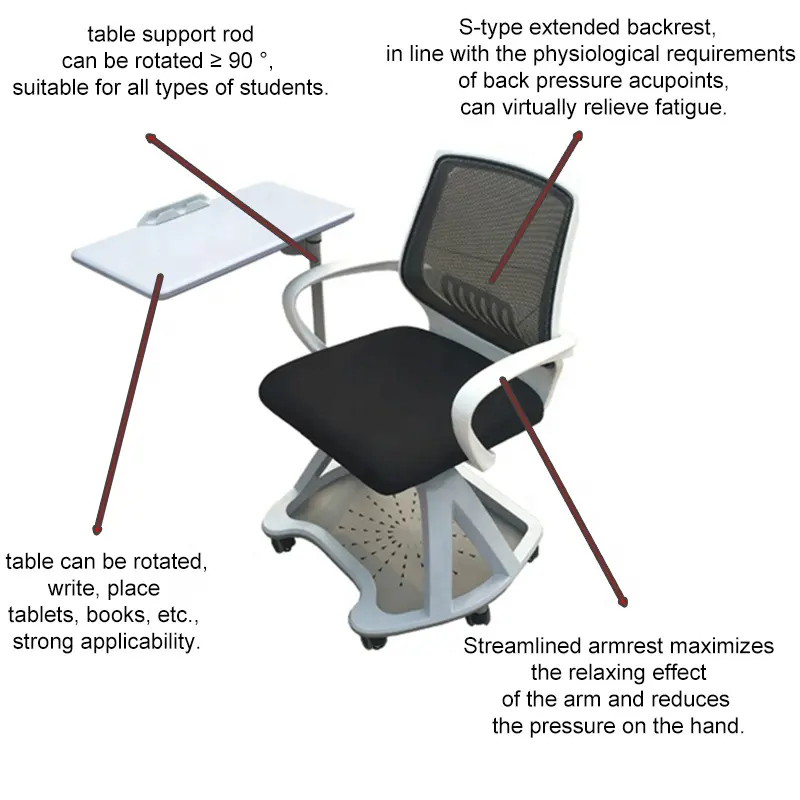 Школьный стул с блокнотом для письма, обучающий стул с блокнотом для письма