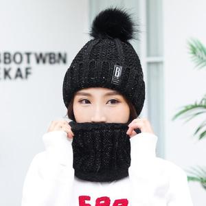 Ensemble bonnet et écharpe tricotés RTS pour l'hiver, style coréen avec gros pompons, bonnet tricoté pour femme - Product Image 3