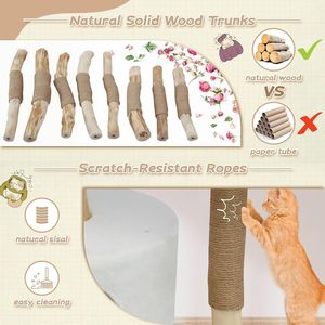 Árbol para Gatos Ecológico de Lujo, Estilo Simple, con Tronco Integrado para el Descanso y Plataforma de Salto con Juguete - Product Image 6