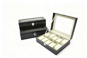 Boîte à Montres de Luxe Personnalisée de Haute Qualité en Cuir PU Rectangulaire à 12 Emplacements pour Présentoir et Rangement de Bijoux, Protectrice, Durable et Résistante aux Chocs - Product Image 6