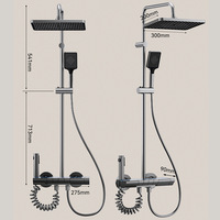Ensemble de douche mural moderne à affichage numérique LED, finition argent, en aluminium spatial, pour usage domestique, avec fonction pluie et touches de piano lumineuses