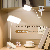Lampe de lecture de bureau LED moderne à clipser avec chargement USB, contrôle tactile et veilleuse pour étudiants, dortoirs et bureaux