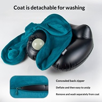 Oreiller de voyage gonflable en forme de U en velours cristallin écologique et lavable pour dormir en train à grande vitesse ou en avion