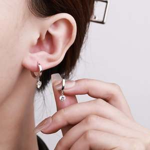 Round Moissanite Ear Buckles 925 <b>Sterling</b> <b>Silver</b> Engagement & Wedding <b>Hoop</b> <b>Earrings</b> for Women Moissanite <b>Earrings</b> - Product Image 2