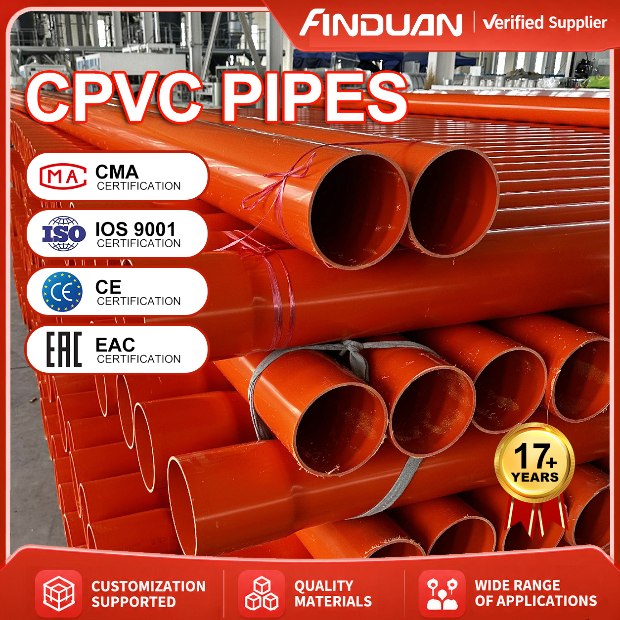 ISO9001 CE Certified CPVC Pipe High Temperature Plastic CPVC Water Pipe for Industrial and Construction Plumbing · image 5