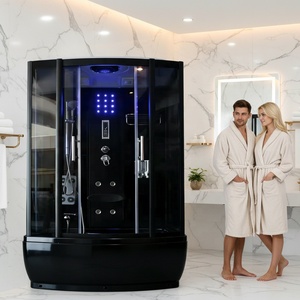 <span class=keywords><strong>Cabine</strong></span> de <span class=keywords><strong>douche</strong></span> <span class=keywords><strong>hammam</strong></span> de luxe COMO pour salle de bain, noire, avec bain à remous intégré et fonction de massage pluie - Product Image 2