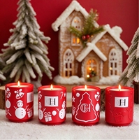 Bougie de Noël parfumée de luxe en céramique C & H, bonhomme de neige en relief, sapin de Noël, boîte cadeau fantaisie, cadeau de Noël, vente en gros, logo personnalisé